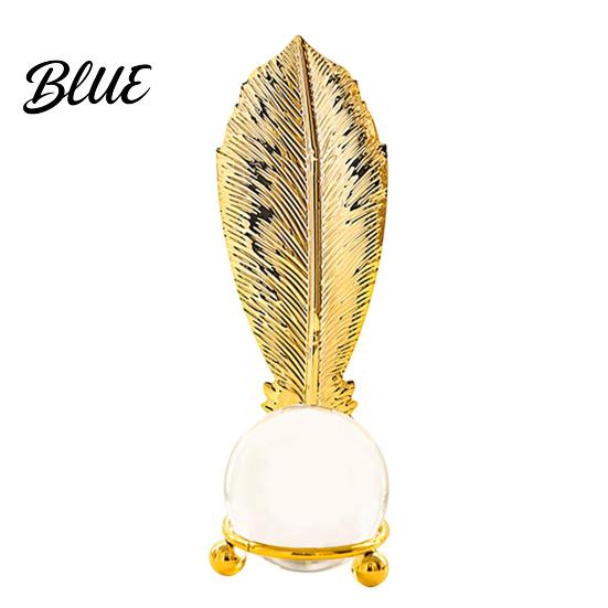 Soft Light Shadow Decor Faux Crystal Ball with Gold Leaf Stand Metal Statue
