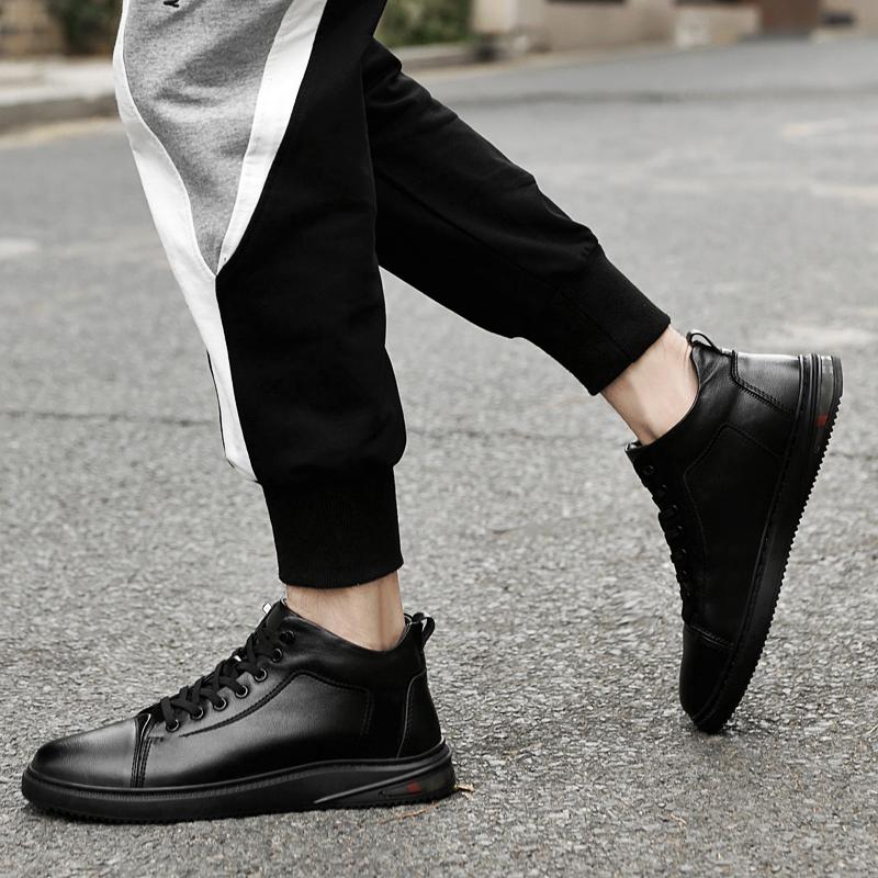 Fashion Genuine Leather Warm Winter Boots Men All-match Men Boots 2024 New Mens Sneakers Classic High Top Male Breathable Walking Shoe