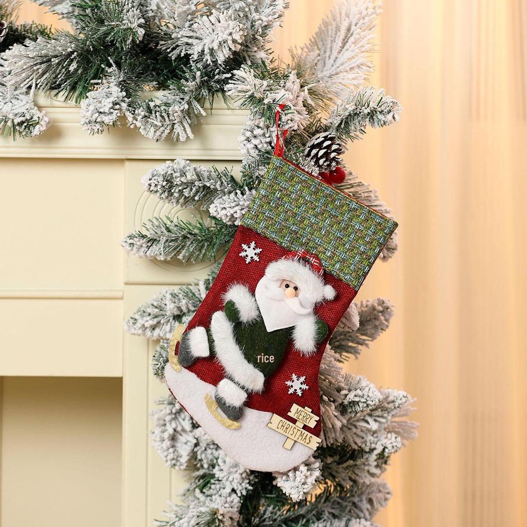 Large 3D Cartoon Flannel Christmas Stockings and Gift Bags