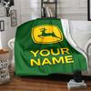 1pc John Deere Banner Blanket with Custom Name, Gift, for Men and Women, Soft Blanket, Good for Sofa Bed Couch Travel, Lightweight Flannel Blanket