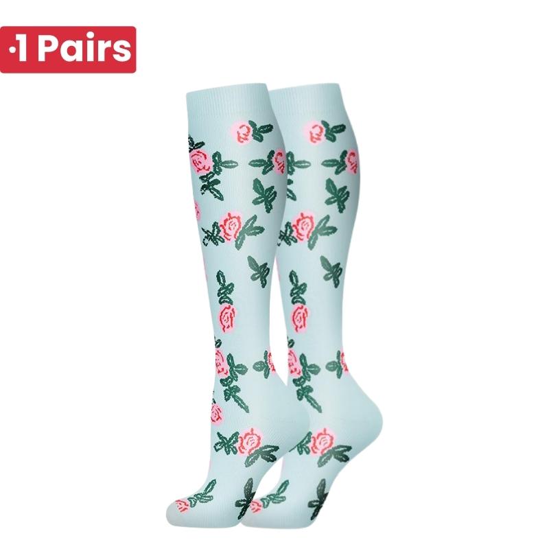1Pairs 58 StylesNew Flower Animals Compression Socks for Leggings Breathable Running Pressure Soccer Adult Socks Pressure Socks
