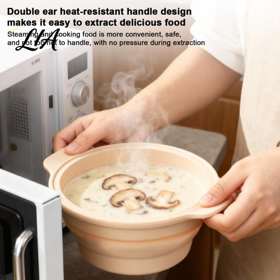 Nonstick Easy Clean Steam Insert Foldable Silicone Microwave Steamer, Collapsible Steamer Bowl, Heat Resistant Vegetable Heat-Resistant Food-Grade