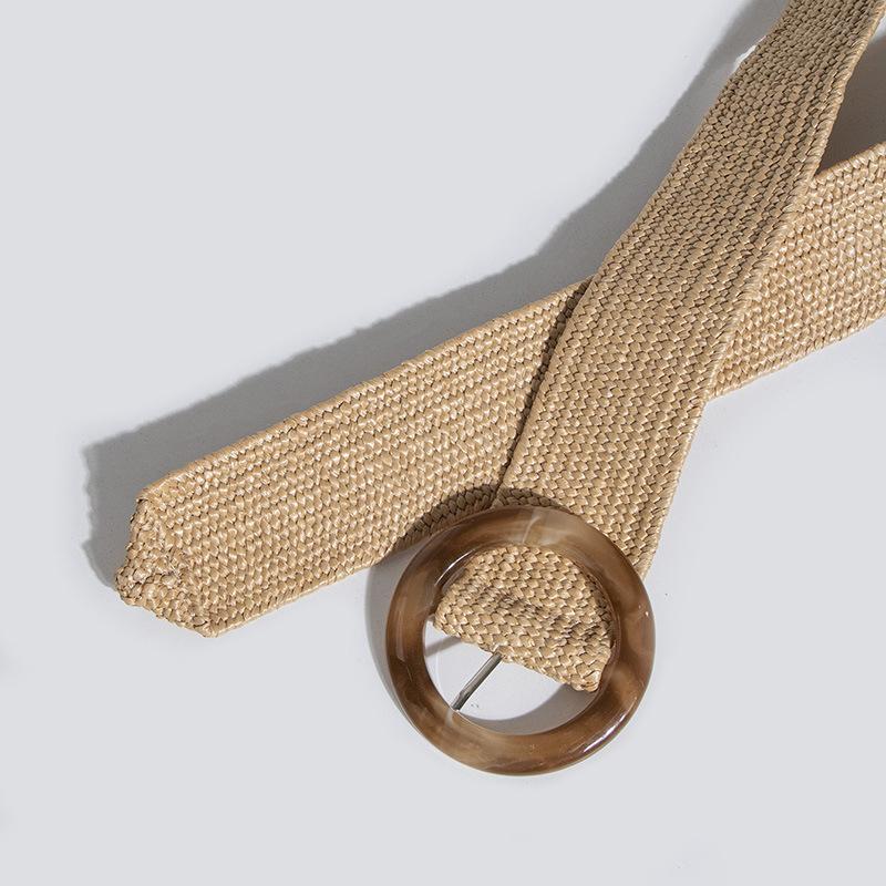 Boho Gürtel Love Schnalle Natur Pastell Elastisch PP Gras Damengürtel Vielseitiger Urlaubsgürtel