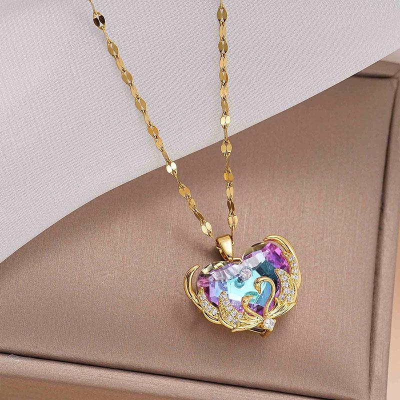 Luxury Design Heart Pendant Necklace For Women Fashion Crystal Charm Chain Choker Necklace Collar Girls Party Jewelry Gifts