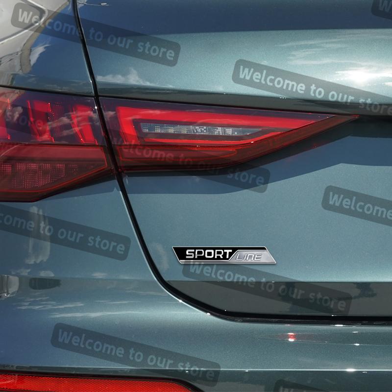 JBIW9 3D Metal Car Styling Sport Line Grille Emblem Side Decals Rear Trunk Body Badge For Skoda VRS Octavia Scala Vision Rapid Kodiaq