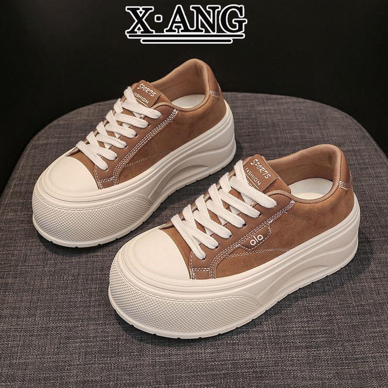 Leather Board Shoes Women's Big Head White Shoes New Autumn Shoes Women's Thick Sole Heightening Casual Sports Women's Shoes