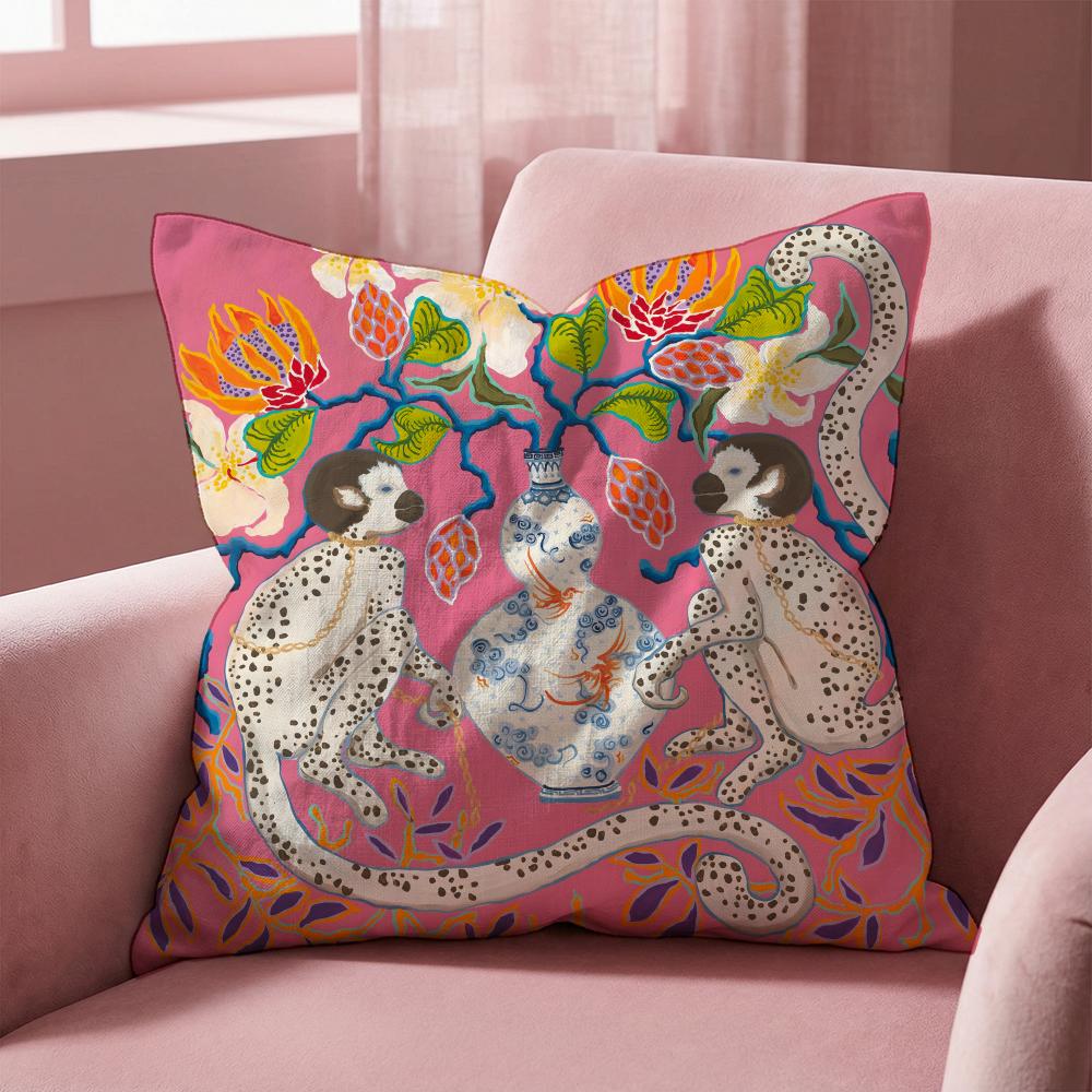 P-Paige G-Gemmel M-Monkey Cushion Cover Multi-Scene Pillow Cover for Home & Car - Reversible, Soft & Durable for Daily Use 30cmx30cm