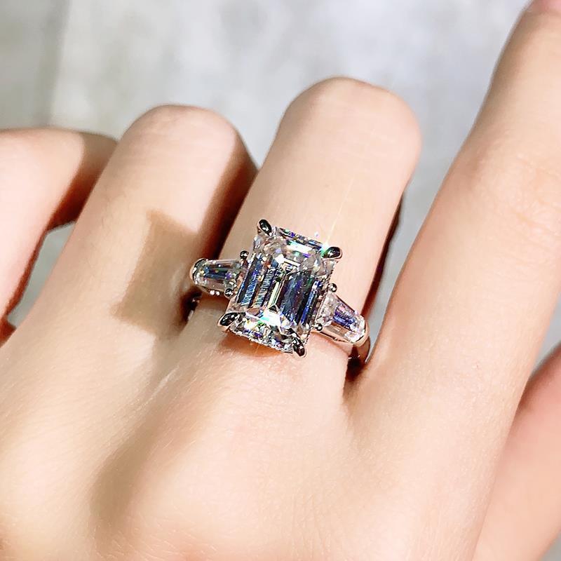Hui Zhi Yi 2023 S925 Sterling Silver Yellow Diamond Ring for Women - European & American Style, High Carbon 11*15mm Gem