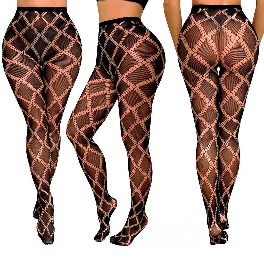 Sexy Fishing Net Socks Women's Hollow Jacquard Pantyhose High Elasticity Thin Lace Mesh Stockings
