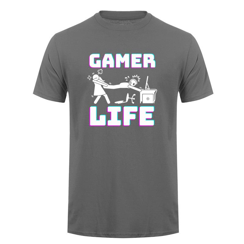 Gamer Life T Shirt Funny Video Game Player Gaming Lifestyle Computer Console Cotton Tshirts Tee Da366
