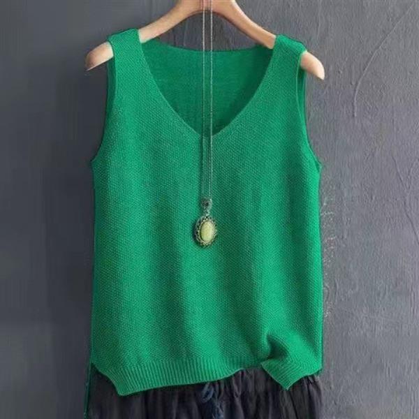 Spring/Summer Women's Knitted Ice Silk Sleeveless T-shirt New Style Strap Tank Top with Undercover