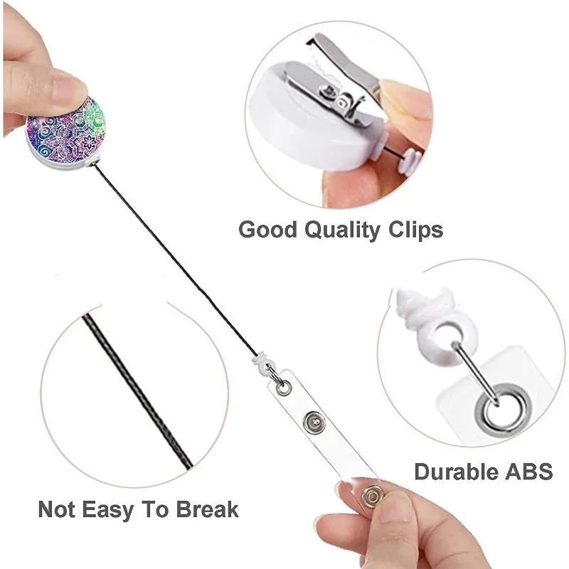 Retractable Badge Holder Reel Clip Marble Print Nurse Exhibition Card Holders Woman Doctor ID Card Chain Clips