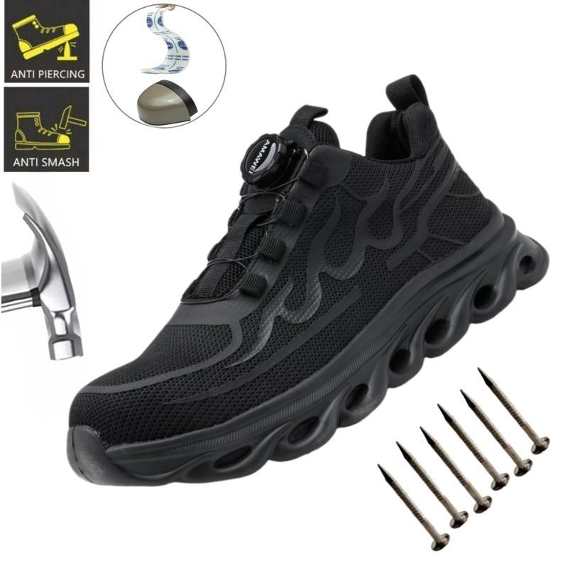 Rotating Button Safety Shoes Men and Women Steel Toe Sneaker Work Shoes Man Puncture Proof Work Safety Boots Protective Shoes