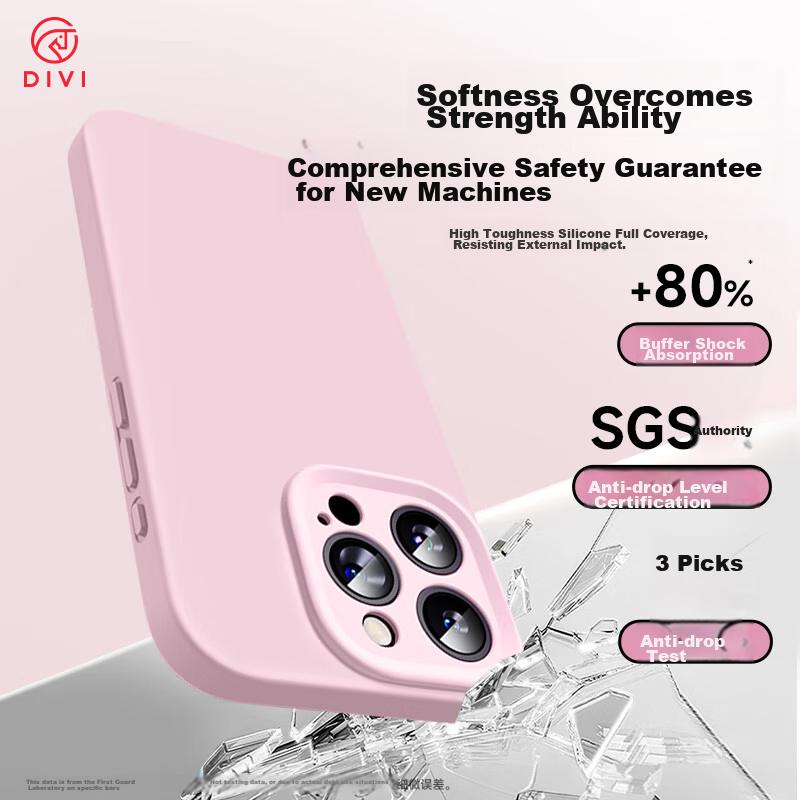 Official Version True LiquidIPhone 12 Case, Liquid Silicone Skin-Friendly Full Camera Protection, Ultra-Thin Shockproof Anti-Scratch Case, Pink