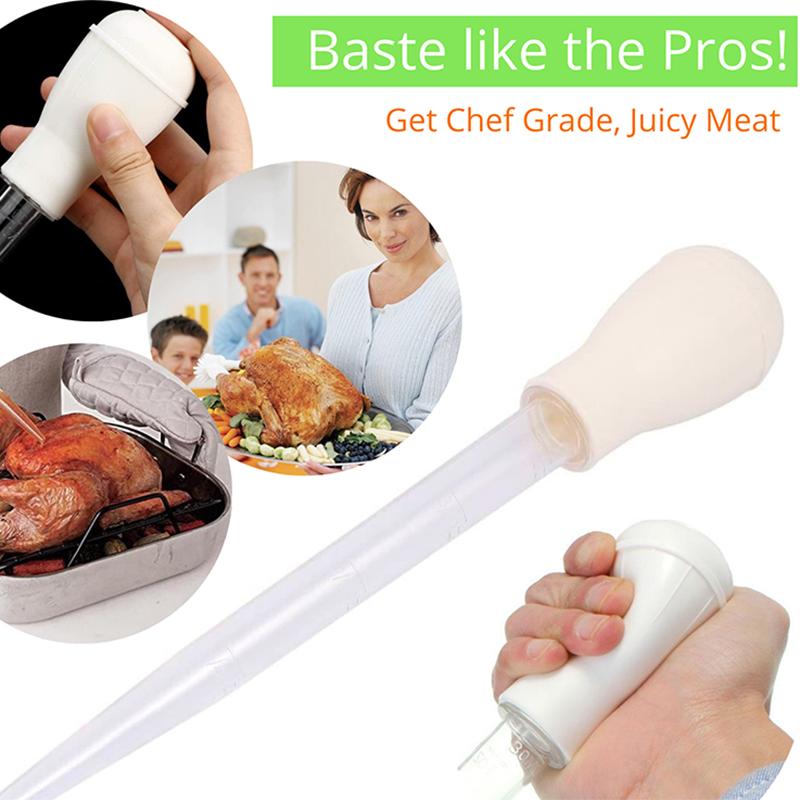 Turkey Baster Chef Cooking Gravy BBQ Flavour Food Clear Tube Syringe Pump Pipe Barbecue Oil Suction Pipe Drip Pipe