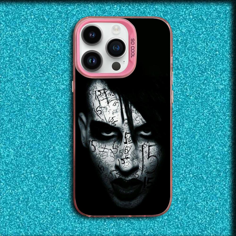 Singer M-Marilyn Manson Phone Case For iPhone 16,15,14,13,12,11,Mini,Pro,MAX Pink Matte Silicone Cover