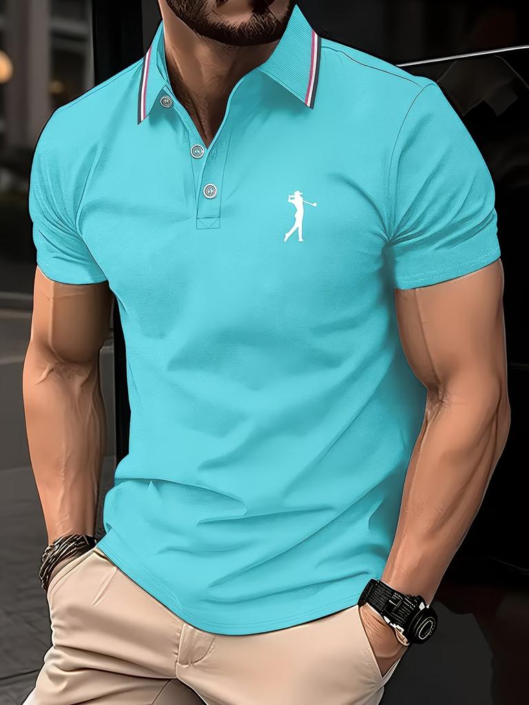 Polo da uomo a maniche corte, vestibilità slim, elegante abbigliamento casual