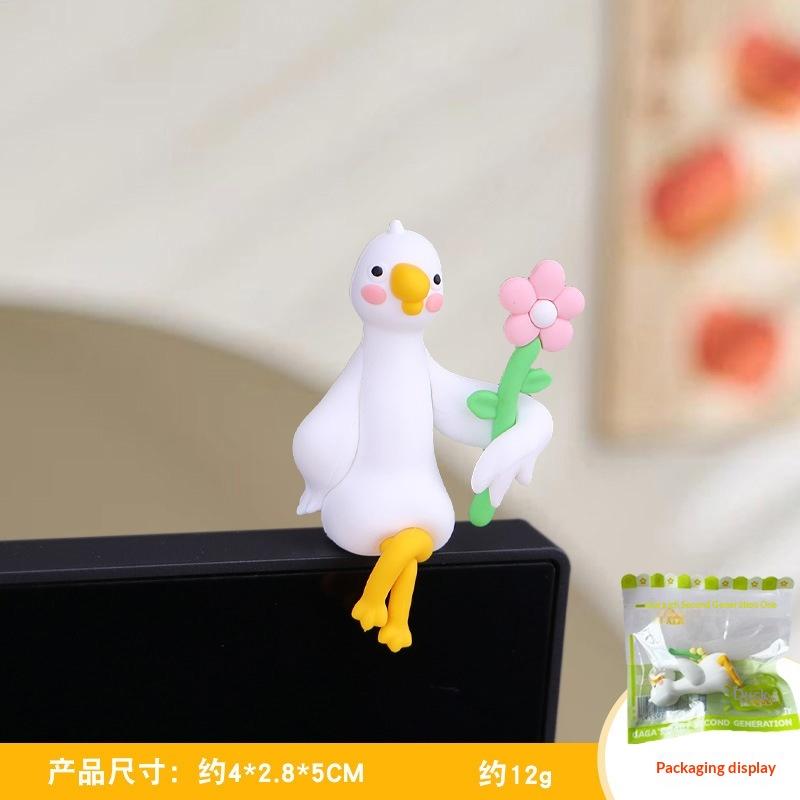 1/4 Stück Harz-Gans-Figur Computer-Monitor-Dekoration, Niedliche Mini-Gans-Statuen Für Auto-Armaturenbrett, Lustige TV/Po-Rahmen-Dekorationen