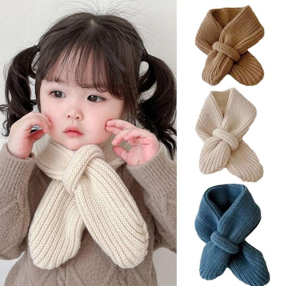 Solid Color Kids Knitted Scarf Casual Winter Knit Scarves Fashion Boys Girls Scarf  Gifts
