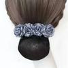 Women Hair Bun Cover Net Snood Hairnet Bow Barrette French Hair Clip Bow Ribbon Flower Hair Accessories for Banks Hotels Staff