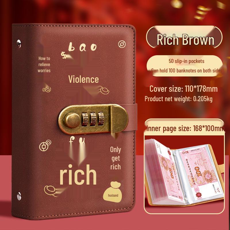 Large Capacity Cash Savings Book with Combination Lock for Wealth Management and Banknote Protection