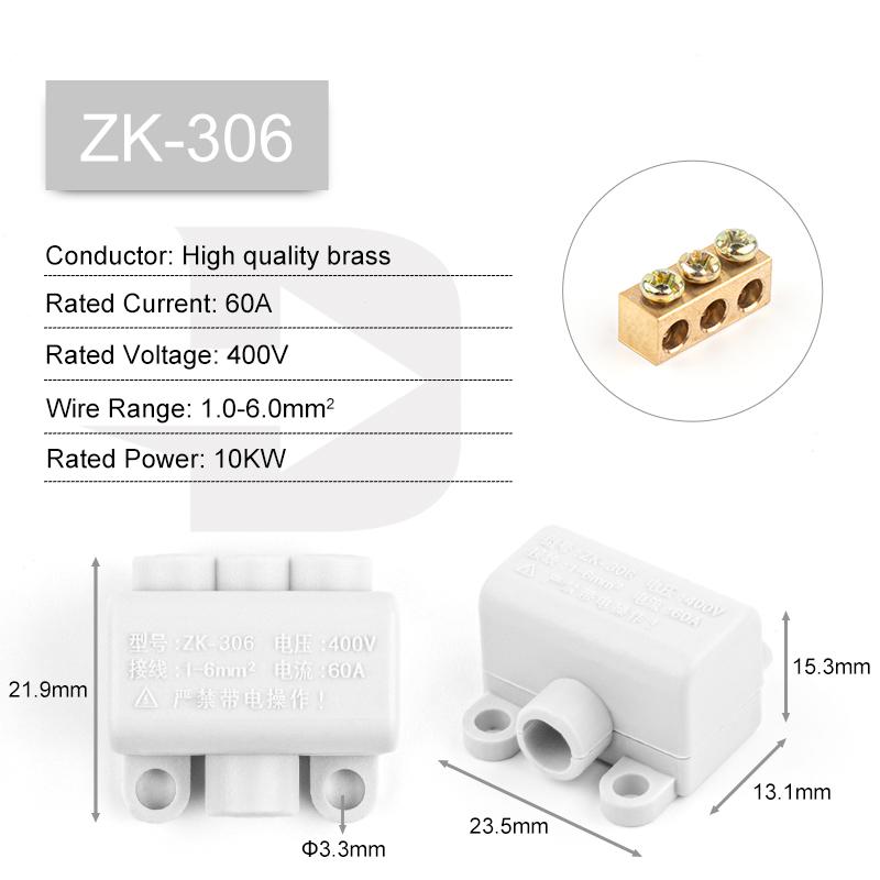 1 stk Høyeffekt Ledningskontakt Skrue Koblingsklemme 1 inn flere ut Kabelskjøting 60A/400V 1-6mm2  80A/1000V 2.5-16mm2