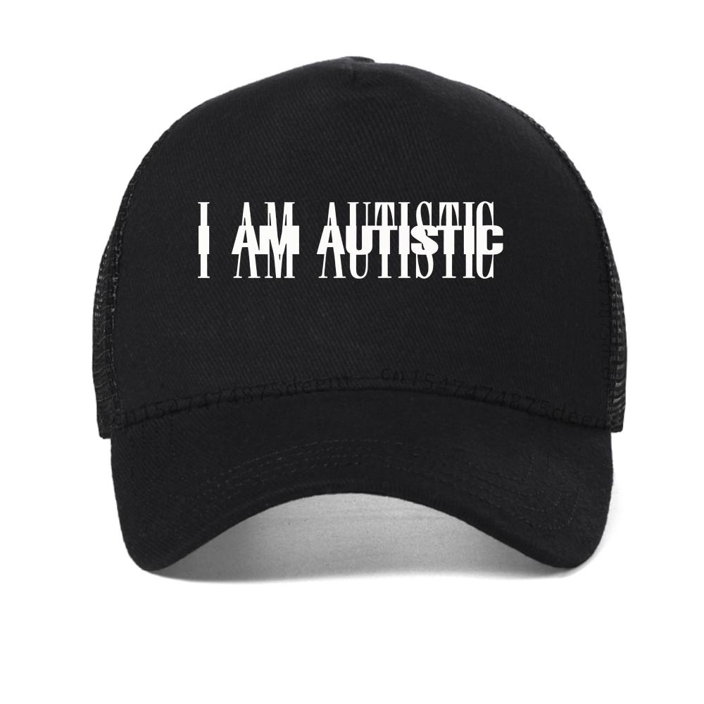 I Am Autistic Print Baseball Cap Men Casual Hip Hop Rapper Funny Caps Sun Mesh Snapback Hat Breathable Adjustable Trucker Hats