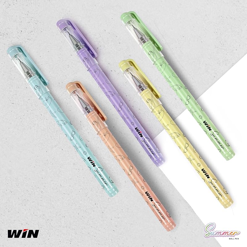 WIN Summer Ball Pens Set | 30 Blue Ink Pens | 0.7 mm Tip | Best Ball Pens for Smooth Writing | Pens for Students & Profe синий