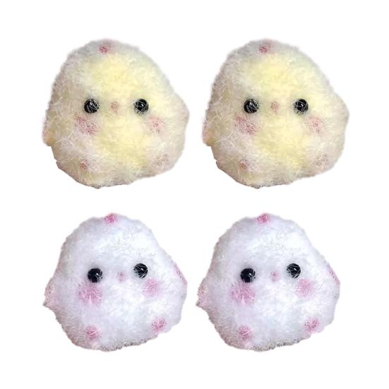 2PCS Squeeze Toy Mini Chick Shape Soft Pinch Toy with Fluffy Coating Stress Relief Fidget Toy Keychain Pendant for Kids Adults