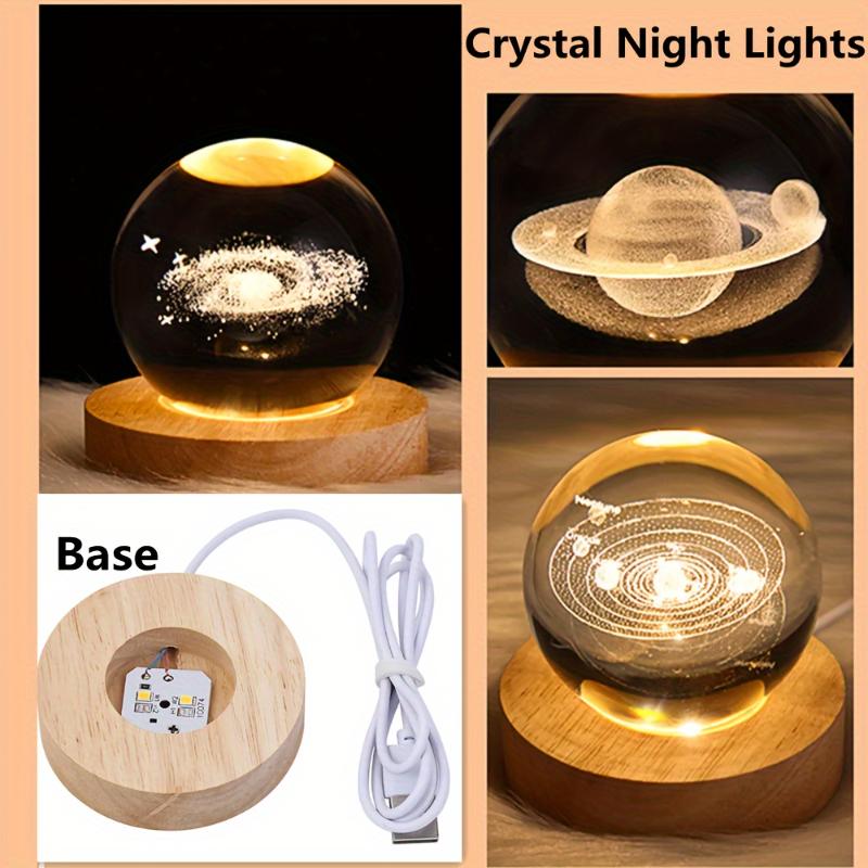 3D Crystal Ball LED Night Lights Moon Saturn Laser Engraved Solar System Globe for Bedroom Table Lamp Children Christmas GiftS