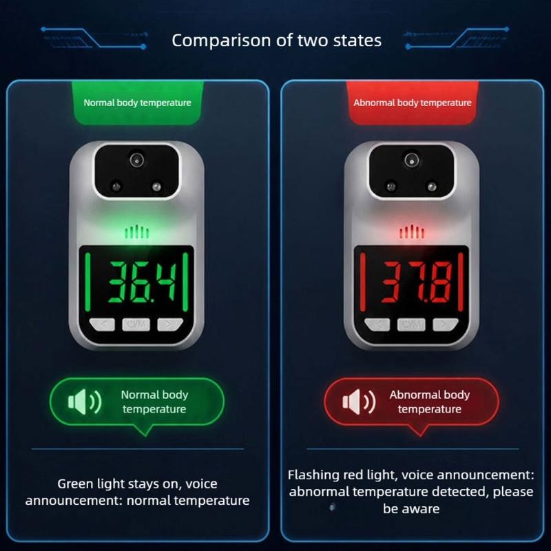 Wall Mount Temperature Reader With Screen Display, Voice Prompt and USB or Battery Operation for Office Lobby and School Entrance Use