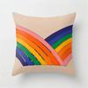 Vibrant Orange Rainbow Sunset Print Pillow Cover Abstract Geometric Lines   Sofa Car Office Cushion  Home Decor