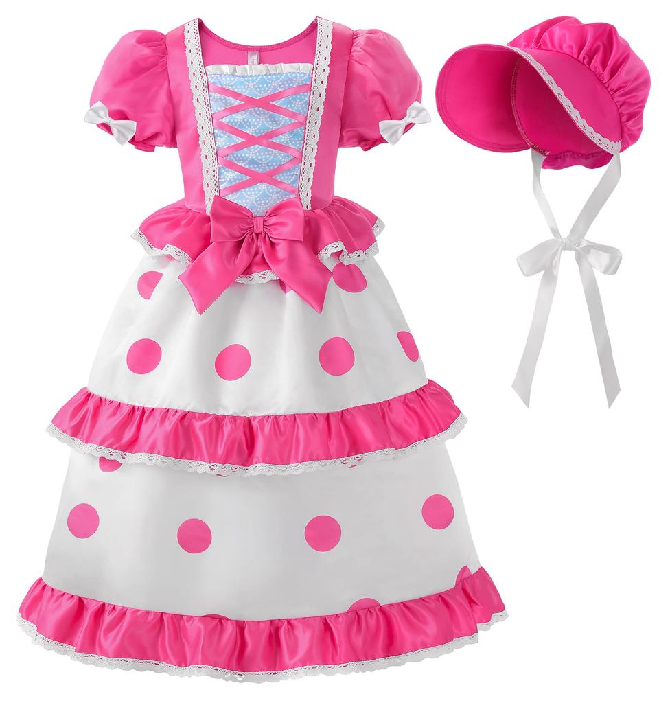 ReliBeauty Princess Halloween Costume for Princess Birthday Cute Dress with Polka Dot Size 110 Dress, Girls, Kids, Cosplay, Costume, Christmas, Gift,