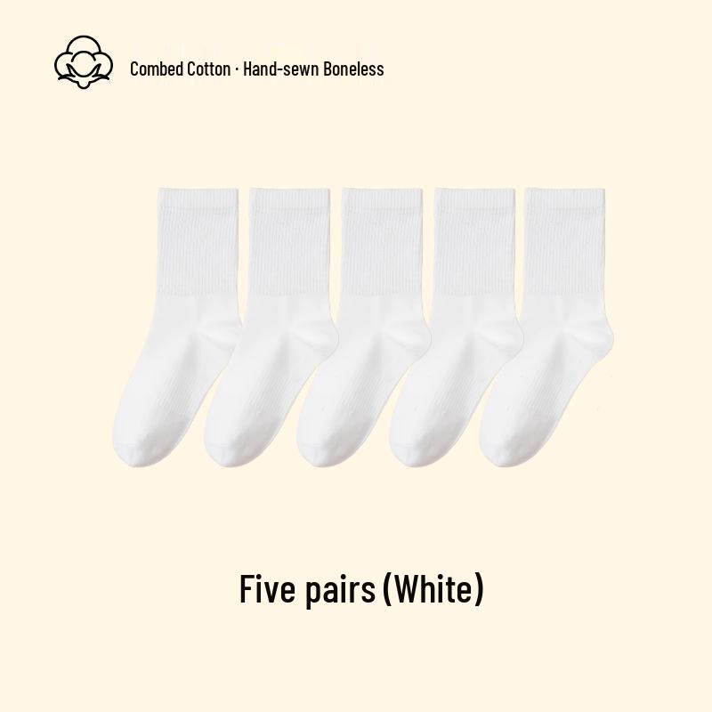 Women's Mid-Calf Summer Thin Socks - Anti-Pilling, Versatile, Sweat-Wicking, Odor-Resistant, Long-Staple Cotton, Solid Color.