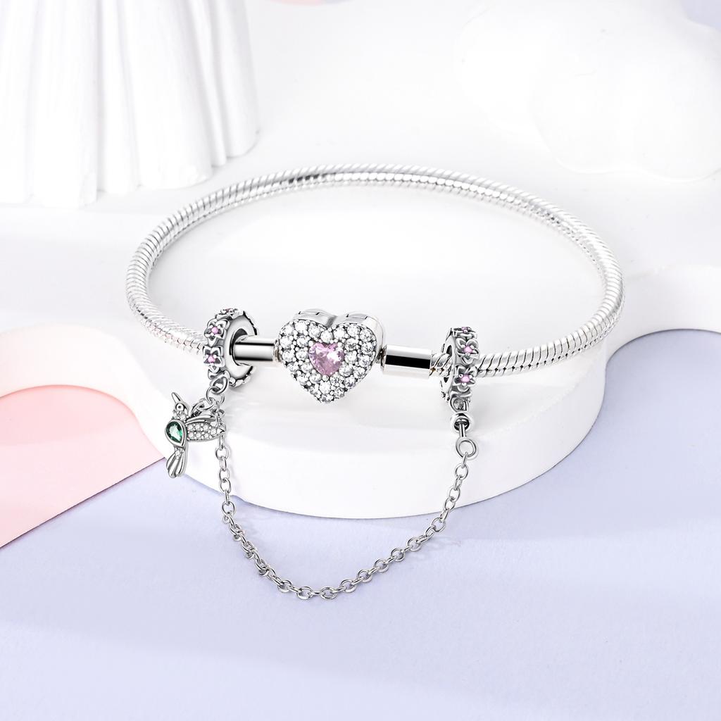 Pulsera DIY de plata 925 con cierre de seguridad, dije de luna, estrella y hoja, joyería para mujeres y niñas.