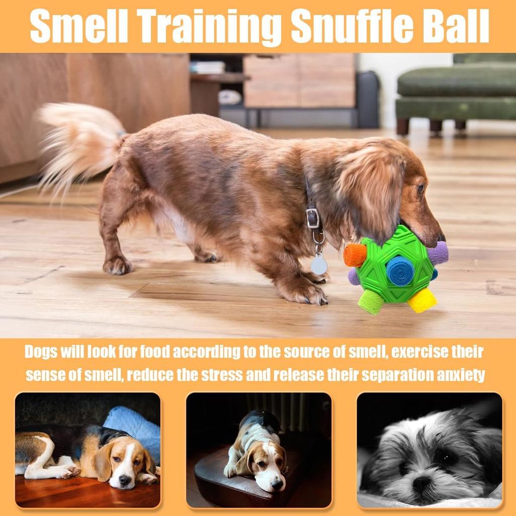 Dog Snuffle Ball-Interactive Puzzle Dog Toys Encourage Natural Foraging Skills Slow Feeder for Training and Stress Relief, Cloth Strip Hiding Food