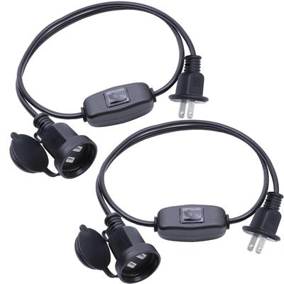 1m Power Plug Extension Cable with Waterproof Switch, Rainproof Outlet, Outdoor Use, Up To 1000W, with Rainproof Cap, PSE Power Cable, 2-Core,