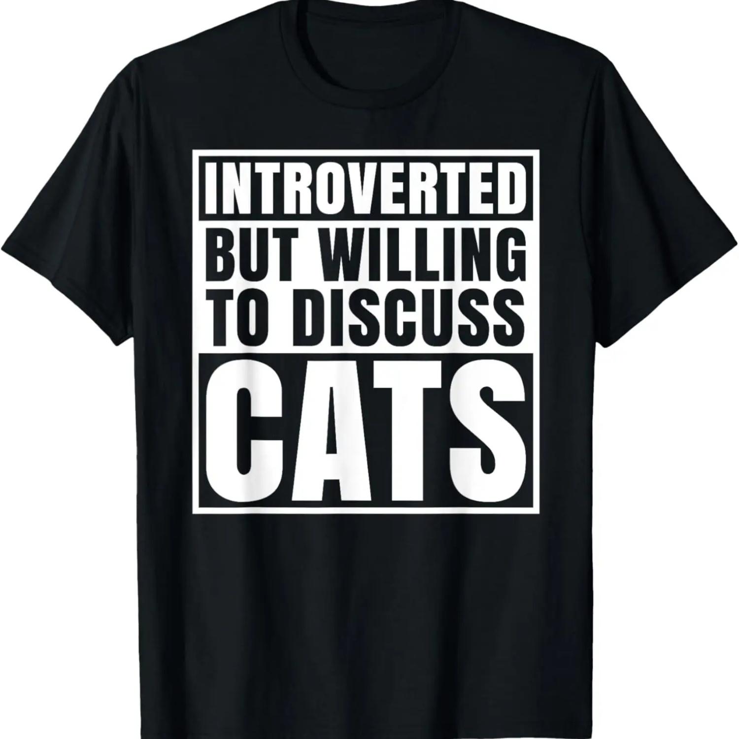 Интроверт, но готов обсуждать кошек Папа котенок Застенчивый Смешная футболка S