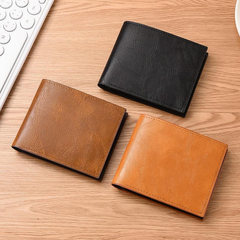 Men's Horizontal Wallet, Short Wallet, Men's Student Wallet, Vintage Wallet