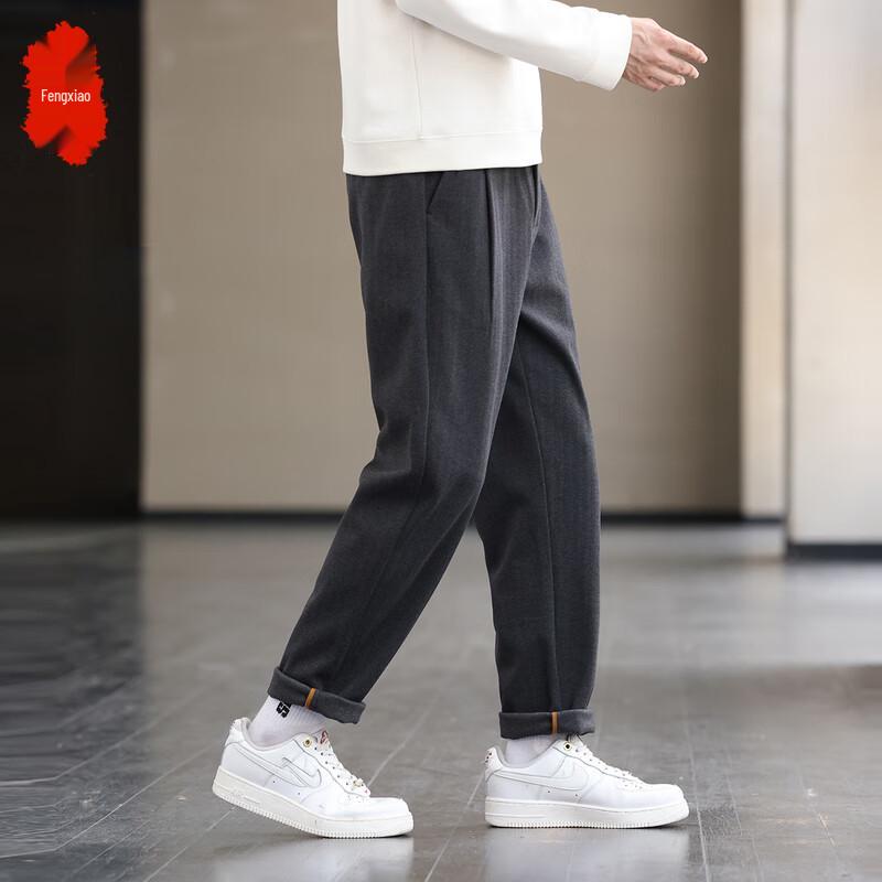 Men's Plus Velvet Loose Straight-Leg Casual Pants
