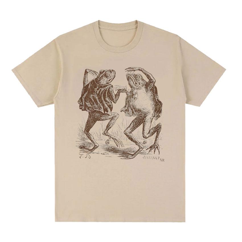  Summer Funny Dancing Frogs Toads Retro Graphic T Shirt Mushroom Frog Cottagecore Aesthetic 100% Pure Cotton Printed T-shirt