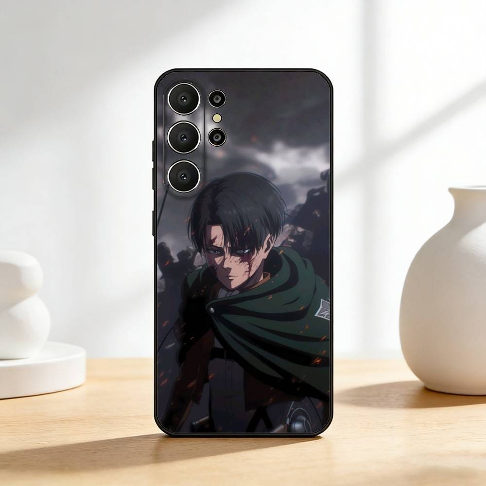 Cartoon Anime Levi A-Ackerman Phone Case For Samsung S26,S25,S24,S21,S22,S23,S30,Ultra,S20,FE,Lite,10,9,Black Cover