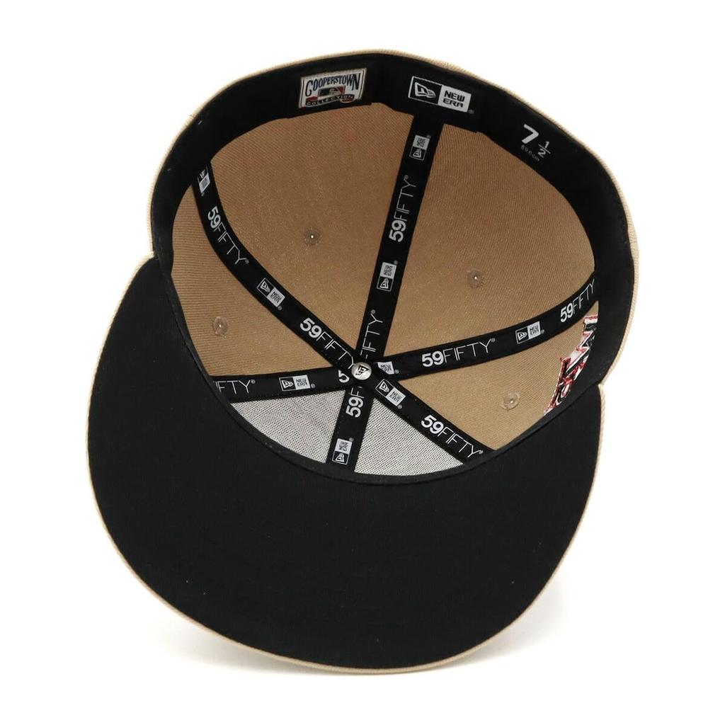 New Era 59FIFTY Cap MLB New York Yankees NY Camel Beige Side Patch Under Exclusive to and Side Patch Straight Flat Stylish Streetwear Travel Sun Gift