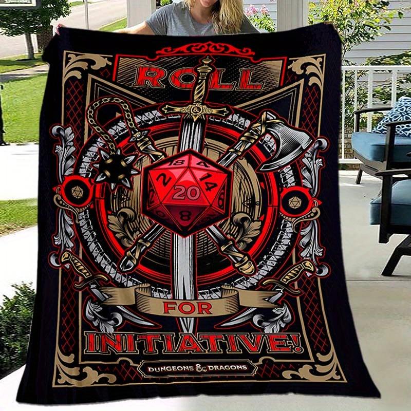 

Dungeons Dragons Themed Flannel blanket - Soft Warm Polyester Digital Printed - for Sofa Bed Travel Camping Office 130x150cm