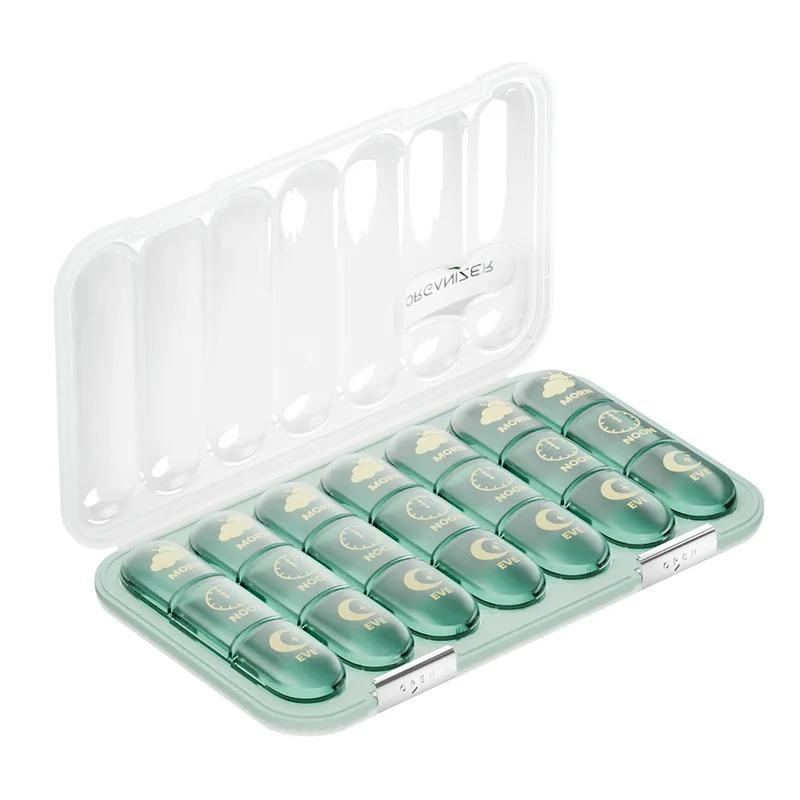 

Weekly Large Pill Box Organizer 3/4 Times-a-Day Pill Cases with 21/28 Compartments for Vitamins Supplements Medication Travel