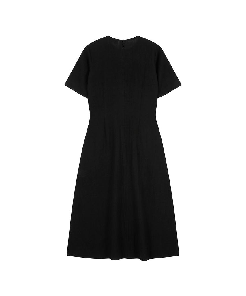 Visavi Half Sleeved Wool Dress (Black)