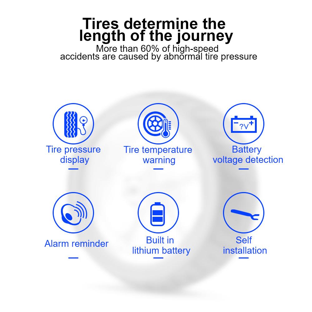 USB Charge Auto Security Alarm Wireless Universal Tire Pressure Sensor Monitor System High Precision Motorcycle TPMS External Sensors