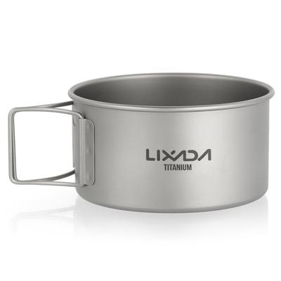 Lixada Titanium Bowl with Folding Handles Dinner Food Container for Outdoor Camping Hiking