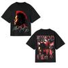Double Sided Print Pure Cotton2026 The Weeknd Red Portrait Xo Signature Oversized Hip Hop Concert T Shirt