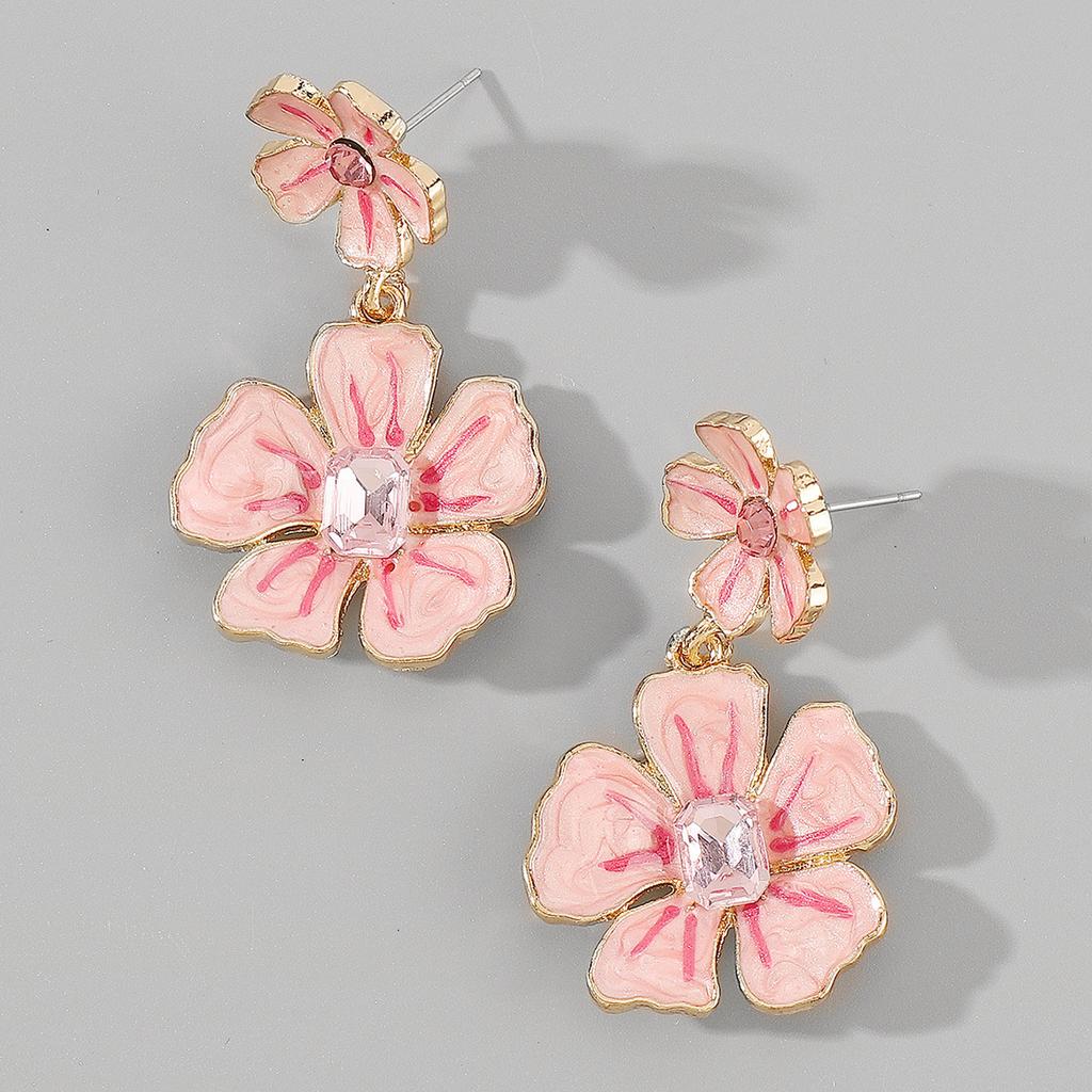 Simplistic and Cute Flower Oil Drop Earrings - Light and Comfortable Accessories